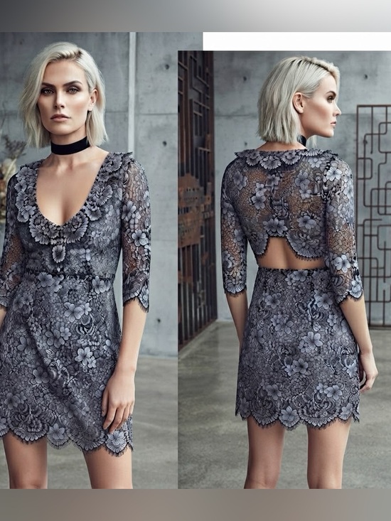 For Love And Lemons Dresses & Skirts - For Love & Lemons Theodora Lace Mini Dress Grey Size L